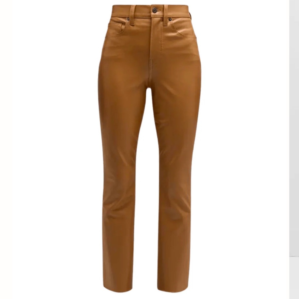 Veronica Beard Carly Vegan Leather Kick Flare Cognac